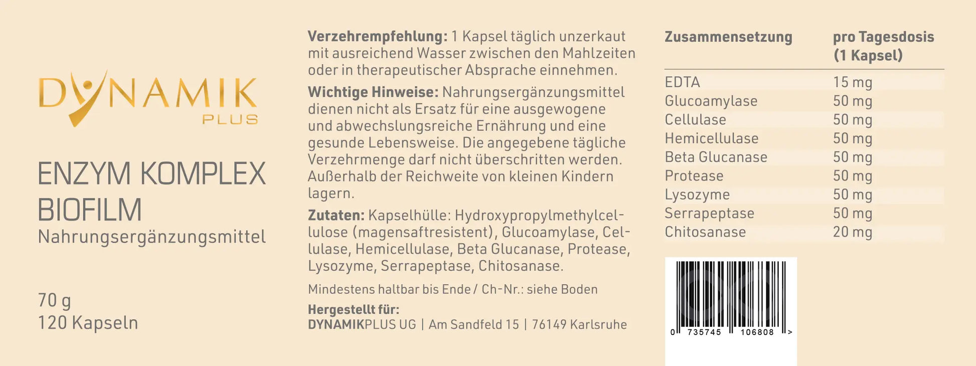 DYNAMIKPLUS Etikett "Enzym Komplex Biofilm"