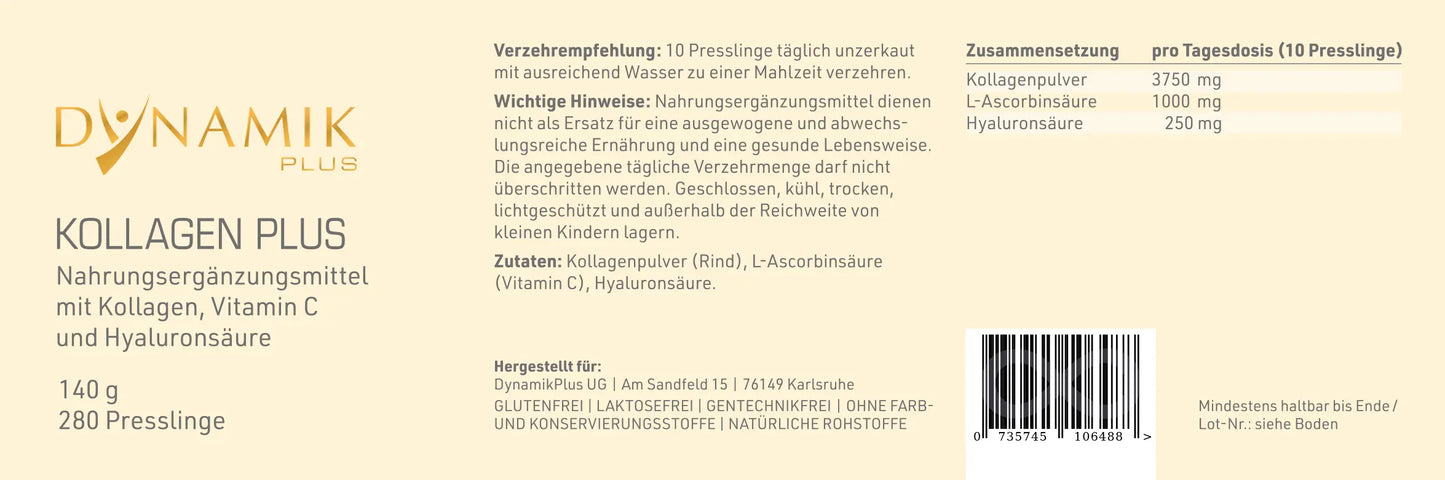 DYNAMIKPLUS Etikett "Kollagen Plus"