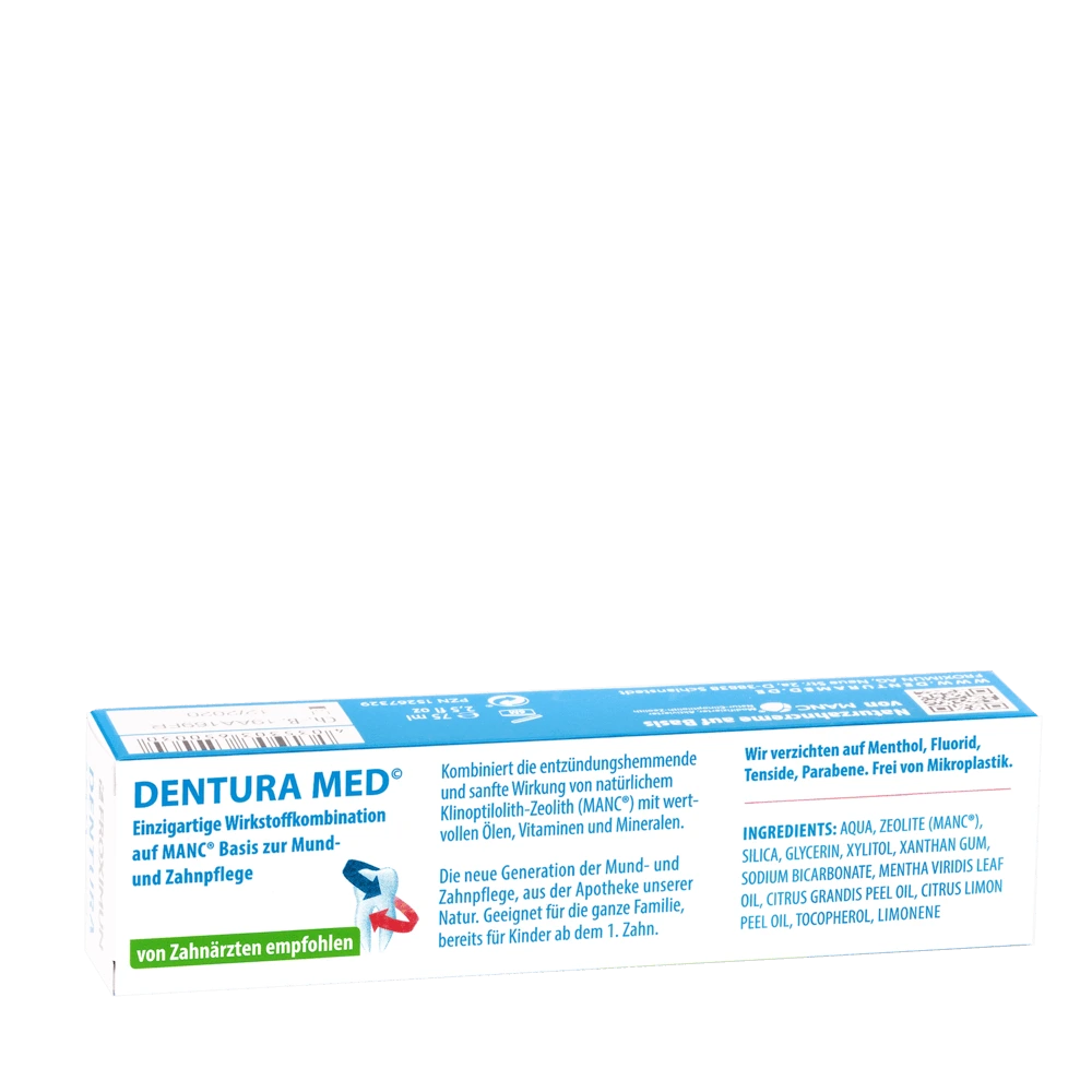 Rückseite der Verpackung von FROXIMUN "Dentura Med Sensitiv"