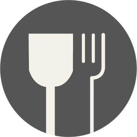 Graues Icon einer Gabel und eines Löffels