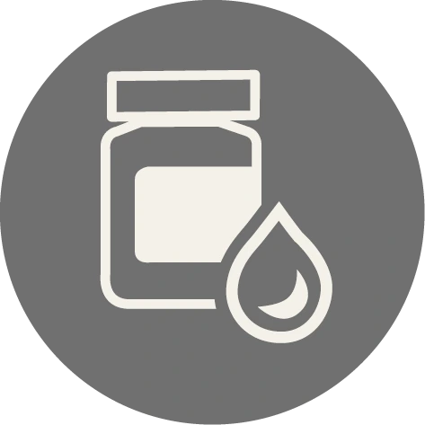 Graues Icon von Behälter und einem Tropfen