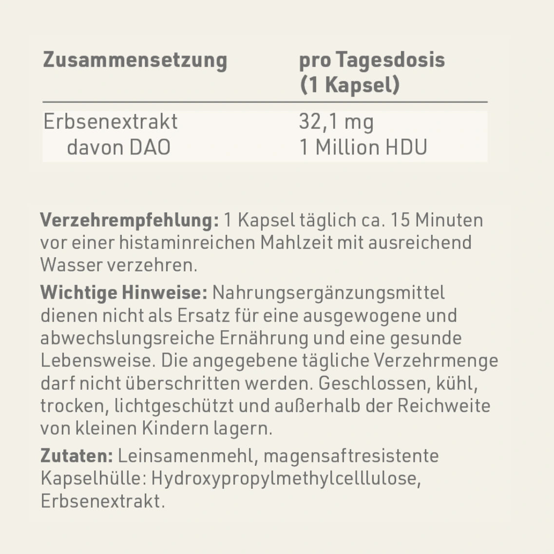 Etikett mit Inhaltsstoffen und -angaben