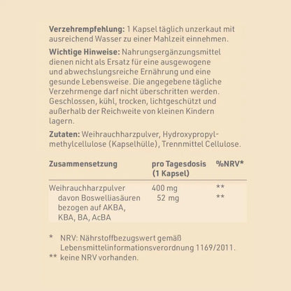Etikettrückseite von "Afrikanischer Weihrauch"
