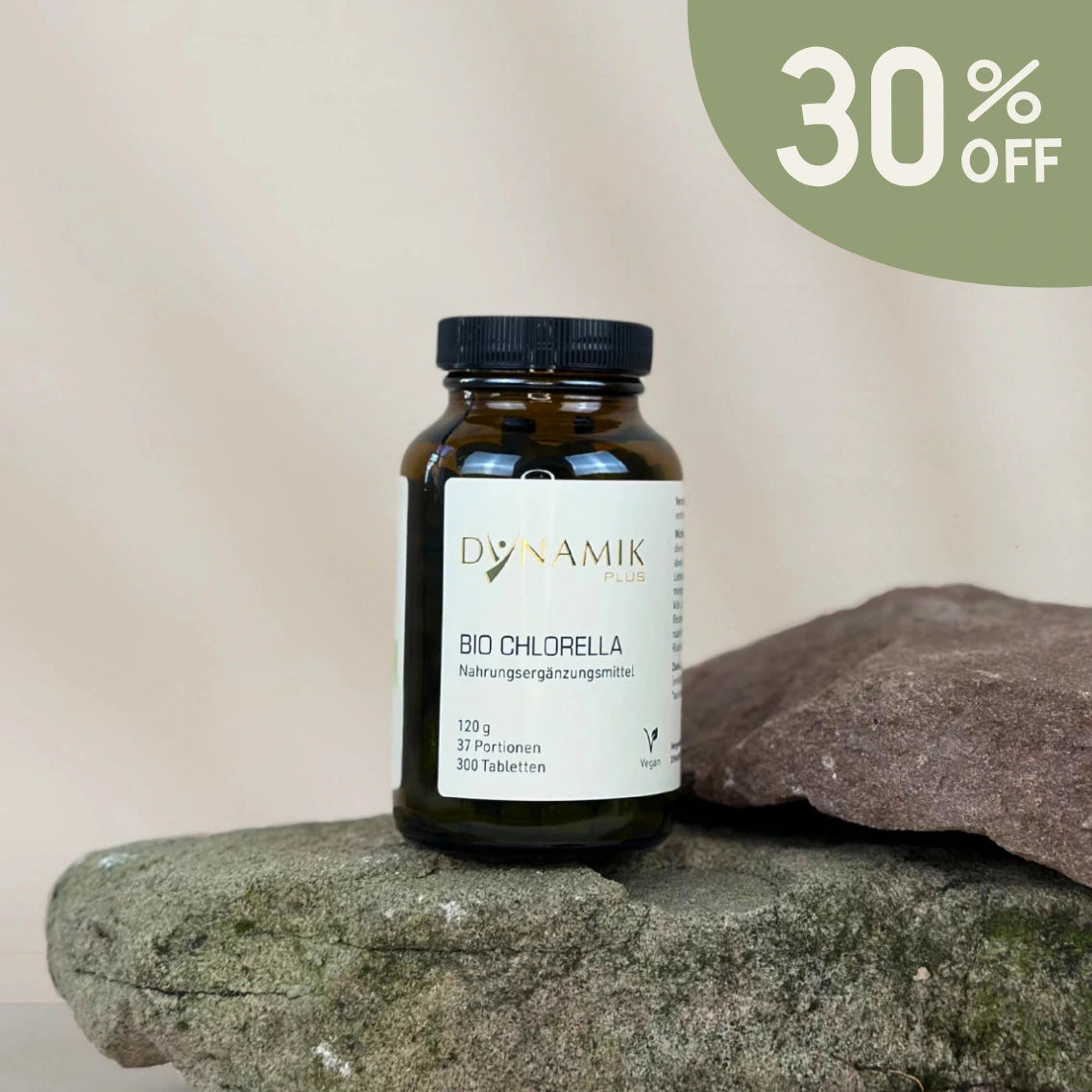 Produkt Bio Chlorella auf Stein