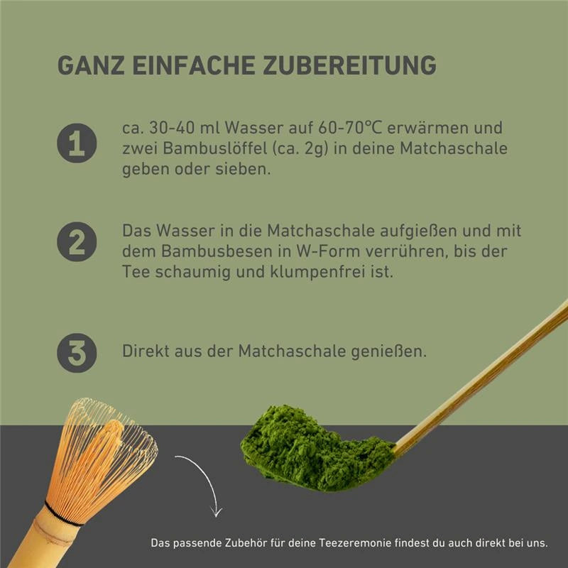 Anleitung zur Zubereitung des Bio Matchas Asatsuyu