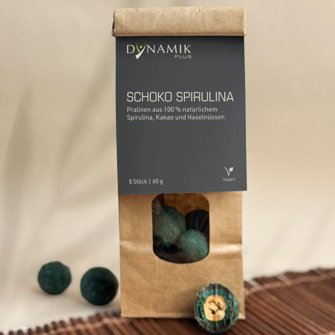 DYNAMIKPLUS Bio Schoko Spirulina Pralinen Produkt