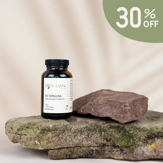 Produkt Bio Spirulina auf Stein