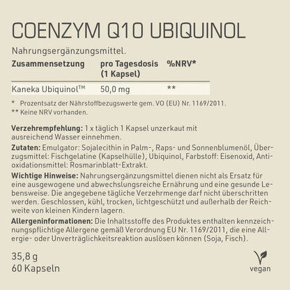 DYNAMIKPLUS Coenzym Q10 Ubiquinol Zusammensetzung, Verzehrempfehlung und Zutaten