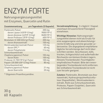 DYNAMIKPLUS Enzym Forte Zusammensetzung, Verzehrempfehlung und Zutaten