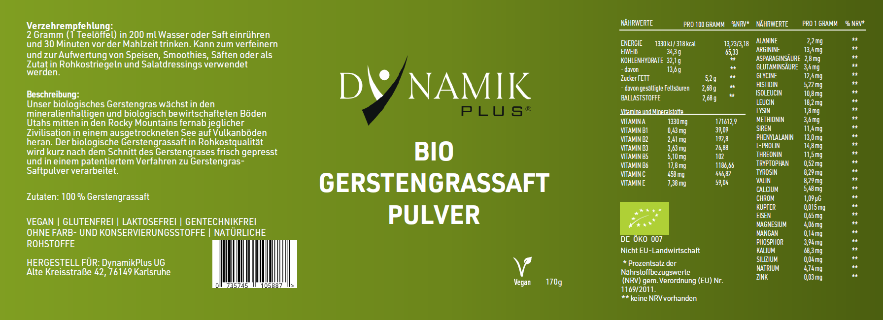 BIO GERSTENGRASSAFT PULVER