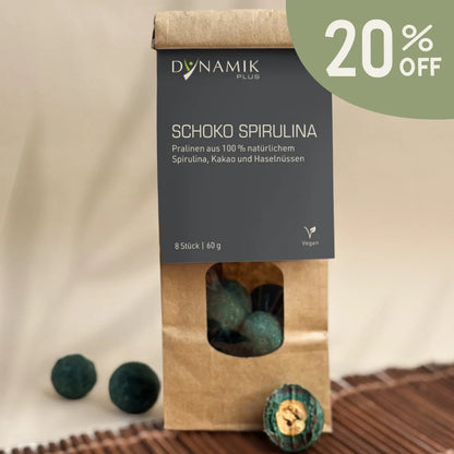 Schoko Spirulina mit 20% Rabatt Badge