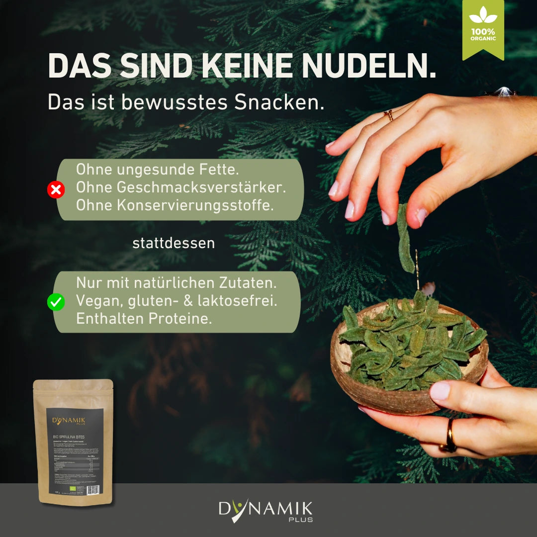 Infografik Bio Spirulina Bites als gesunder Snack