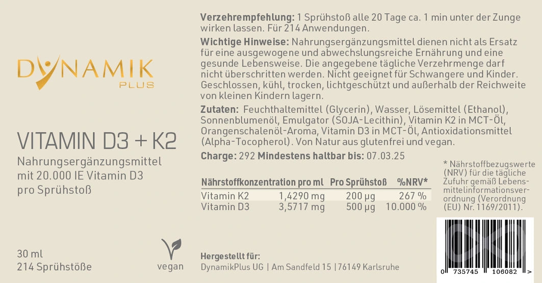 Vitamin D3 + K2 Spray