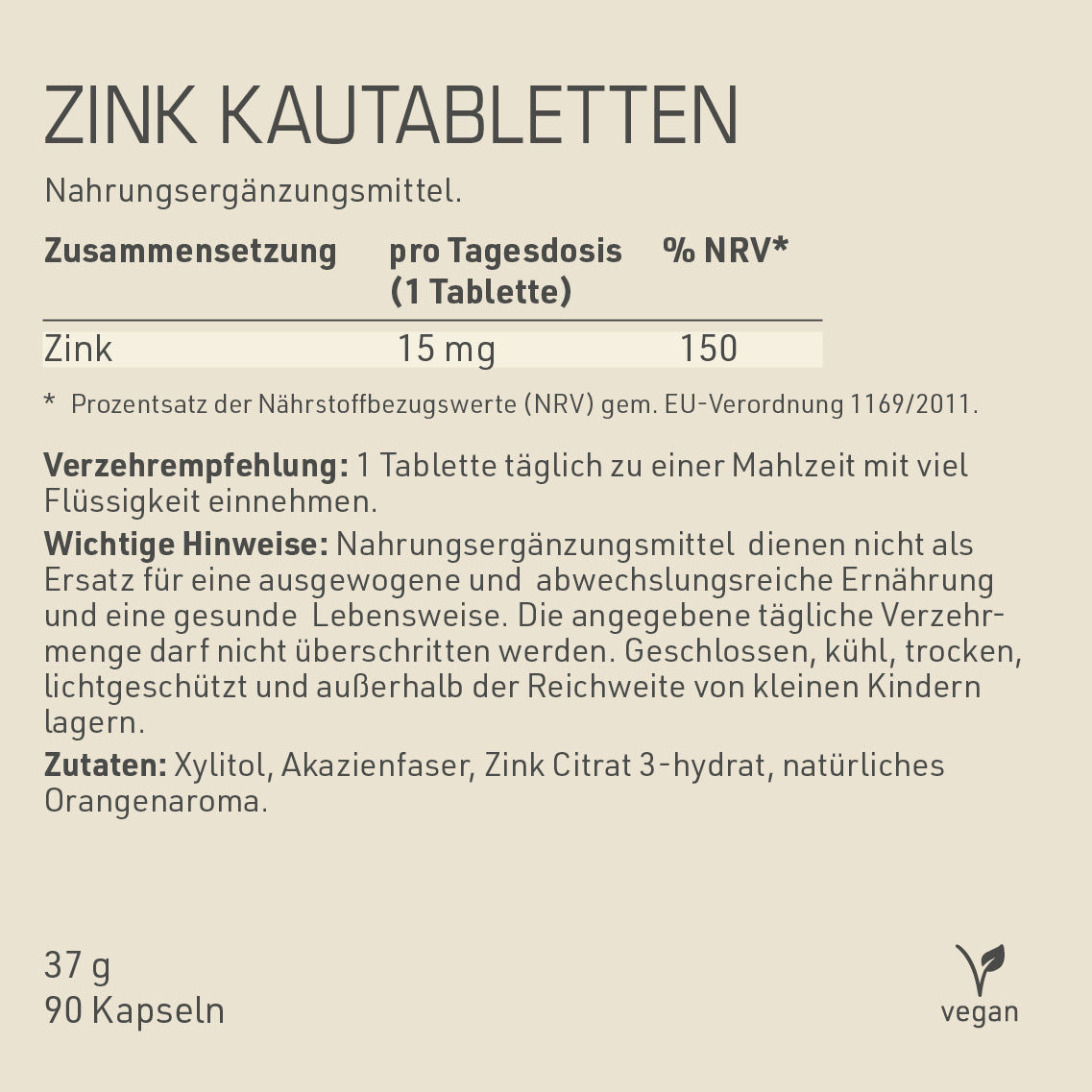 DYNAMIKPLUS Zink Kautabletten Zusammensetzung, Verzehrempfehlung und Zutaten