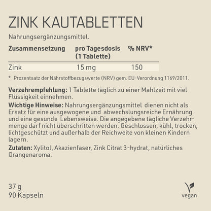 DYNAMIKPLUS Zink Kautabletten Zusammensetzung, Verzehrempfehlung und Zutaten