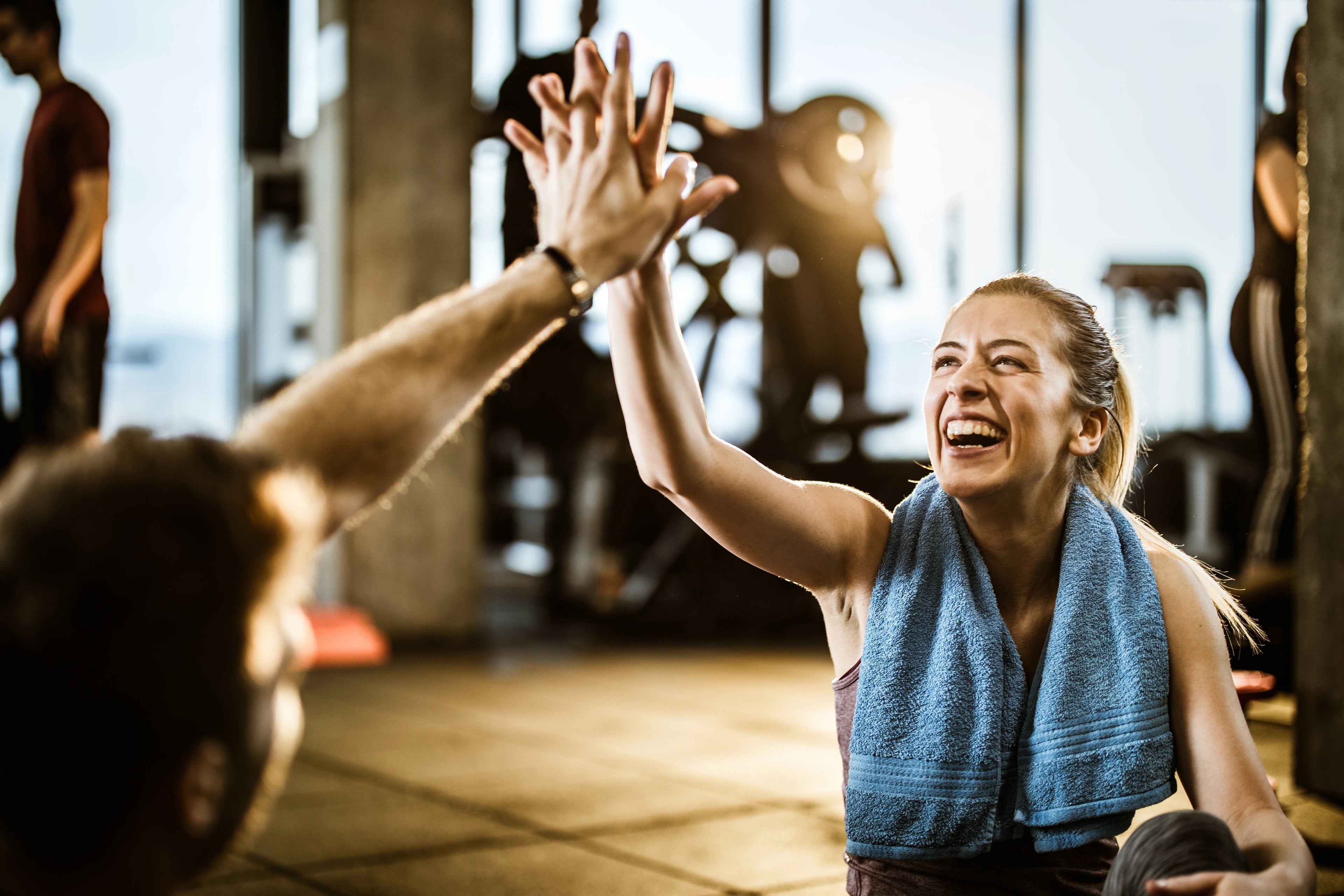 Sport Freude High Five Frau Fitness