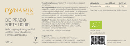 DYNAMIKPLUS Etikett "Bio Präbio Forte Liquid"